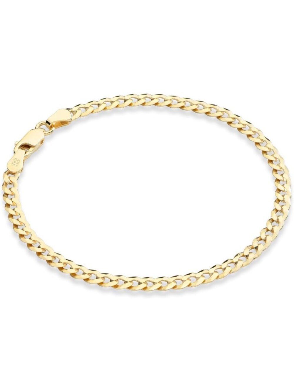 18K Gold Plated 925 Sterling Silver Diamond Cut Cuban Link Bracelet for Women